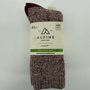 Alpine Design Womens 4pk Performance Hiking Socks Bronzed Topaz Multi MD 6-9 NEW